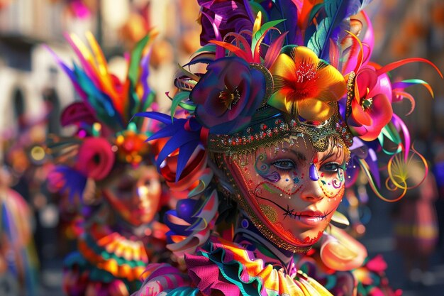 Levendige straatparades vol kleurrijke kostuums
