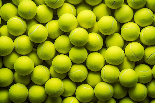 Foto levendige tennisballen patroon kleurrijk assortiment van nieuwe ballen voor achtergrondontwerp