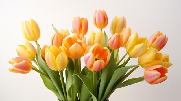 Levendige tulpen op een witte achtergrond