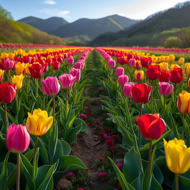 Foto levendige tulpenvelden