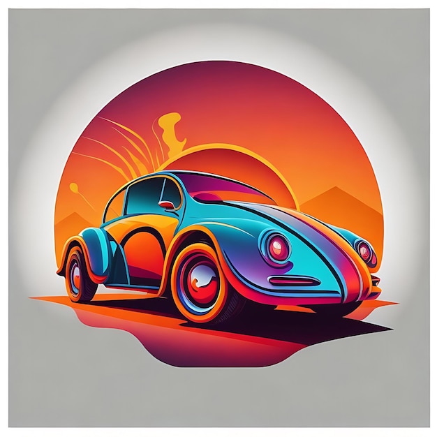 Levendige vectorautosjabloon Gedetailleerd kunstwerkpictogram met matte afwerking die auto-ontwerp vastlegt