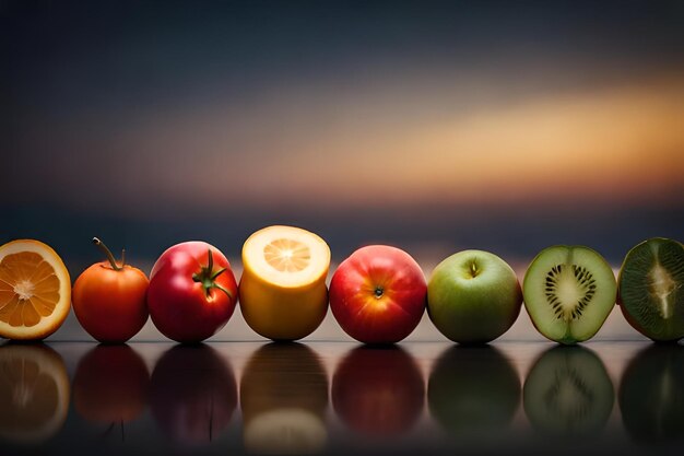 Foto levendige verzameling gezonde groenten en fruit gegenereerd