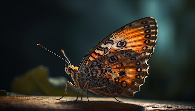 Levendige vlindervleugel toont natuurlijke schoonheid buitenshuis gegenereerd door AI