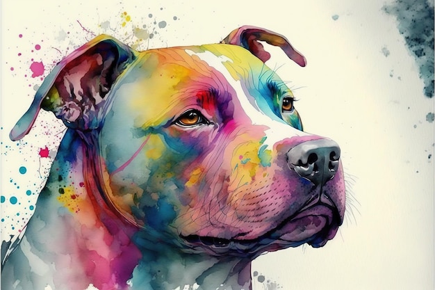 Levendige waterverf die abstracte kunst van levendige pitbullhond schildert