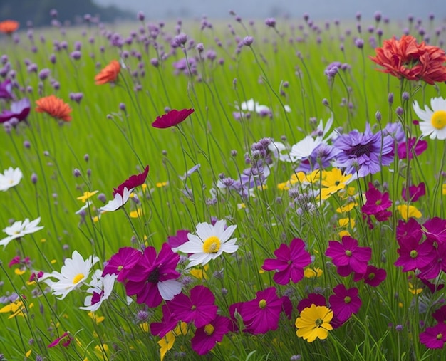 Levendige weidebloei Zomerbloemenschoonheid AIGenerated