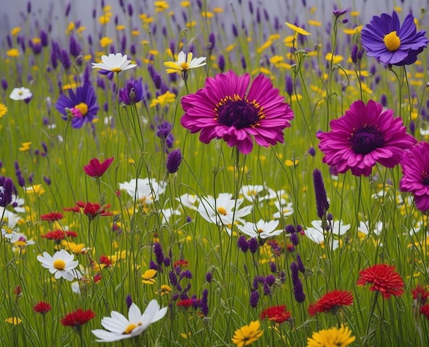 Levendige weidebloei Zomerbloemenschoonheid AIGenerated