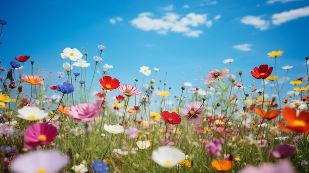 levendige wilde bloemen weide in de zomer een kleurrijk landelijk land