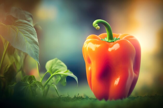 Levendige zoete paprika buiten in de tuin AI generatief
