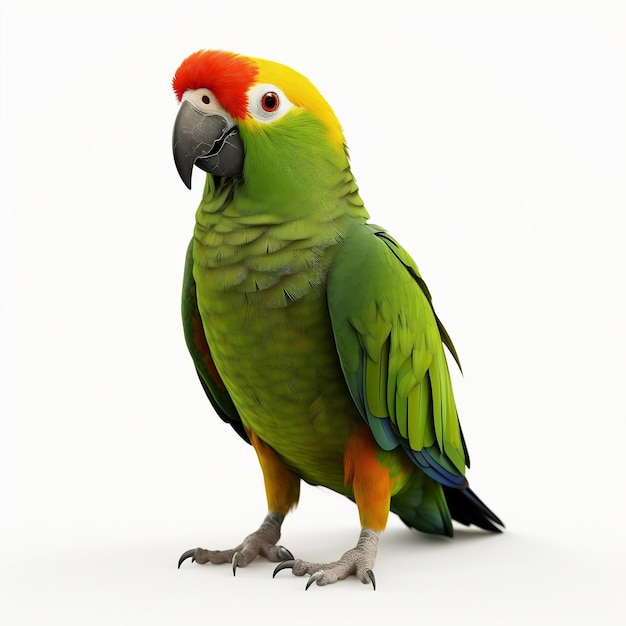 Levensachtige FullBody MediumSized Parrot Art geïsoleerd op witte achtergrond Generative Ai