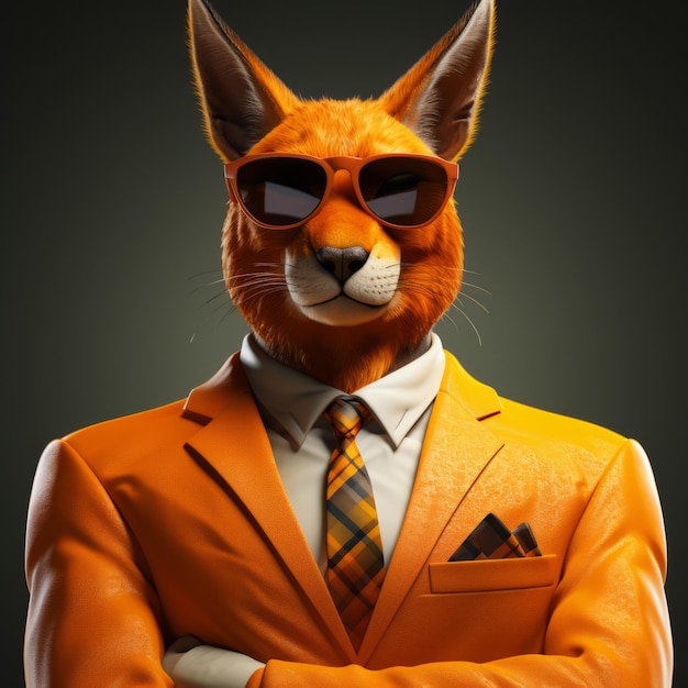 Levensechte 3D Caracal Orange Suit-zonnebril Humoristische twist