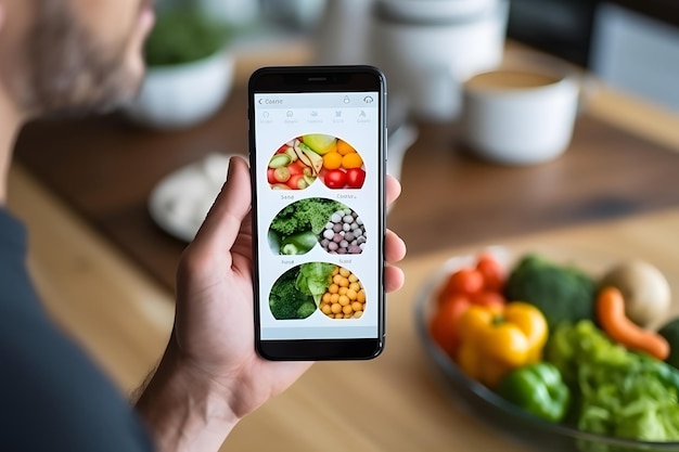 Фото Использование приложения для смартфонов для отслеживания калорий, управления диетой и поддержания здорового образа жизни