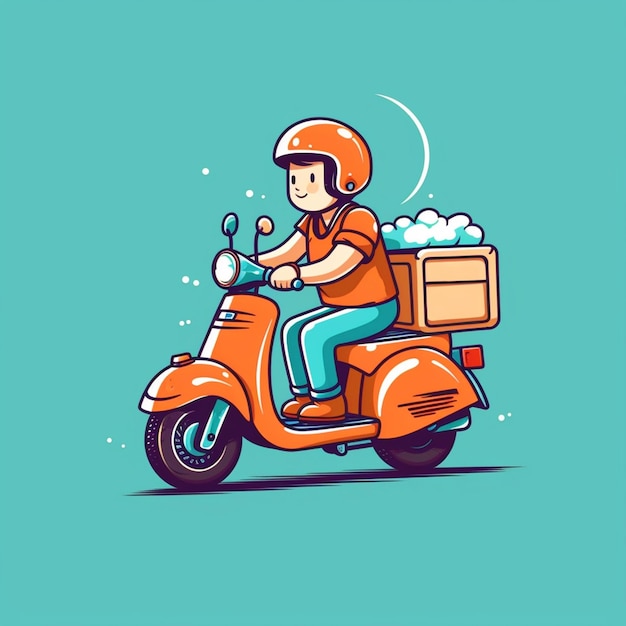 Levering man rijden scooter illustratie