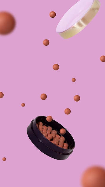 Levitating blush balls and a can of blush