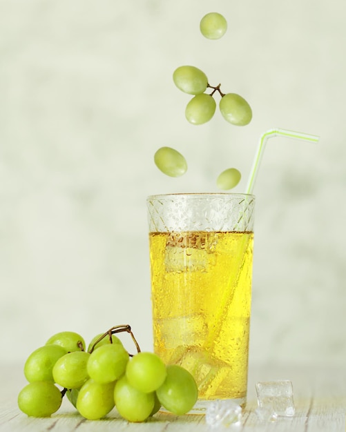 Levitating grapes and juice