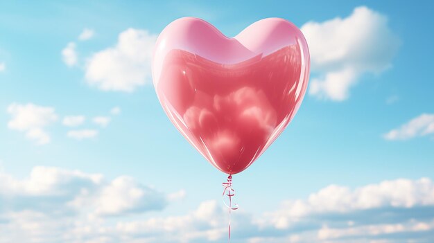 Levitating heart shaped balloon symbolizes love and freedom at party