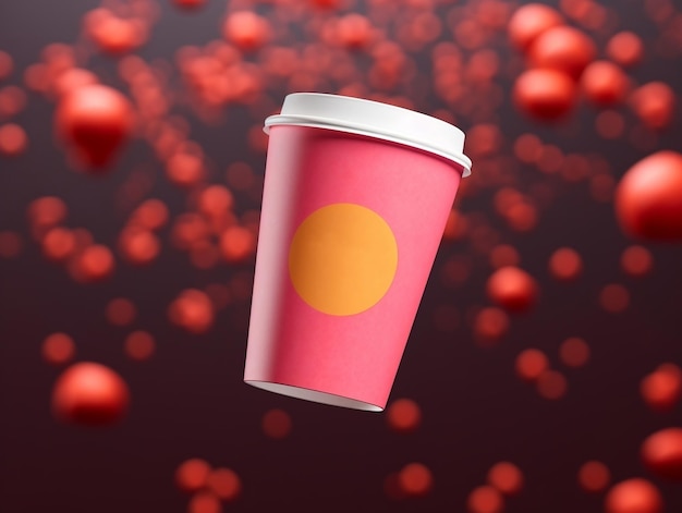 Photo levitating paper cup mockup