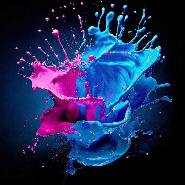 사진 레비테이팅 스프레이스 오브 컬러 레드 블루 컬러 페인트 폭발 컨셉 현대 디자인의 주요 추세