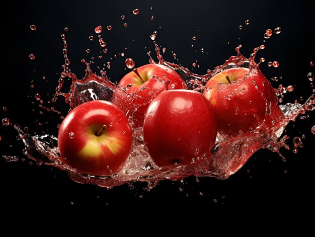 Levitation and splash of red apple photography