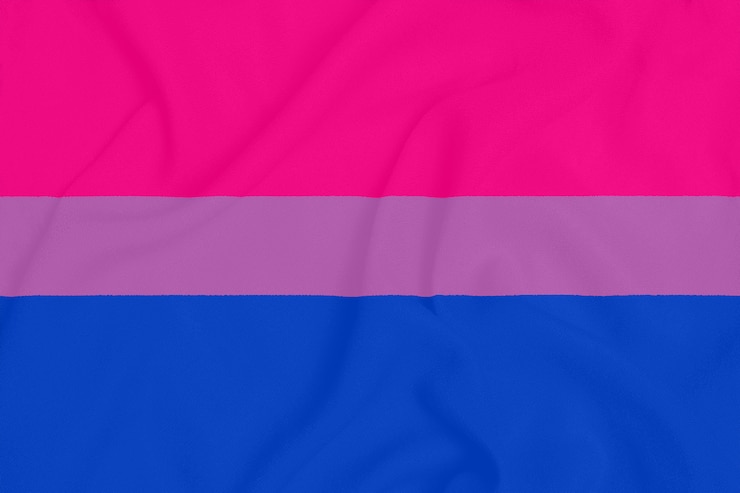 Photo lgbt bisexual pride community flag on a textured fabric. pride symbol