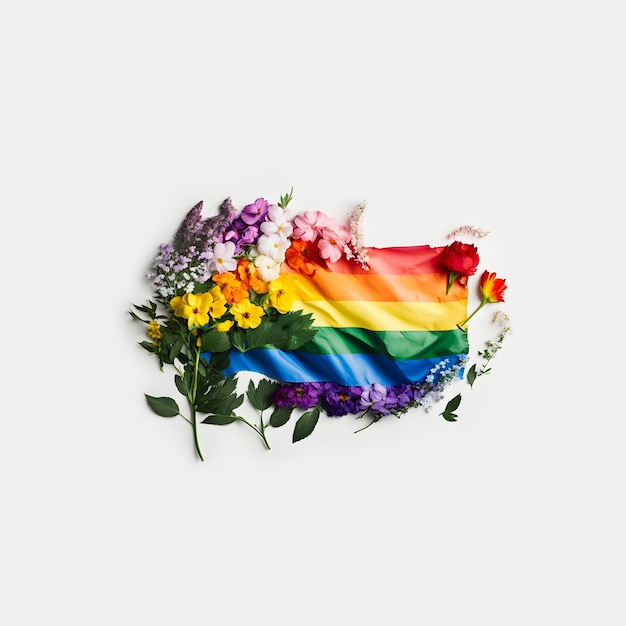 LGBT colored flag with flowers AI generated