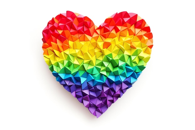 LGBT colored heart made from abstract shapes on a white background AI generated