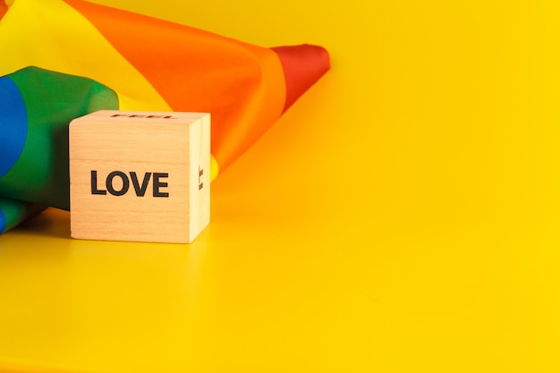 LGBT concept, text love, LGBT flag