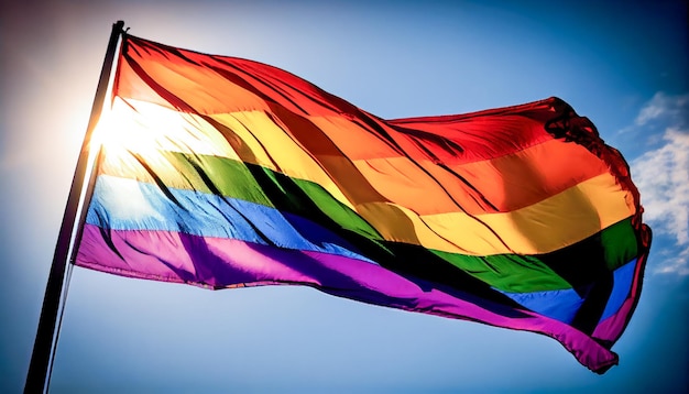 Foto bandiera lgbt contro il cielo blu ia generativa ia generativa