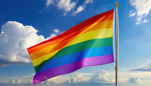 Photo lgbt flag over blue sky background