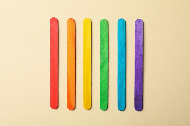 Lgbt flag made of wooden sticks