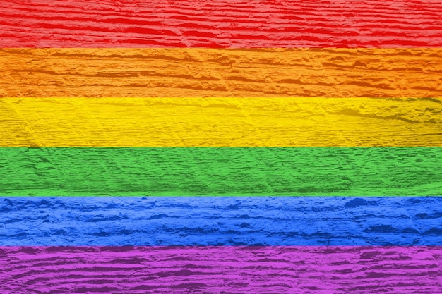 Photo lgbt flag with wooden texture