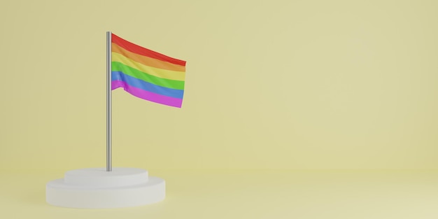 lgbt 깃대는 젠더 다양성의 상징입니다. 그리고 여유 공간 3d 렌더링이 있습니다.