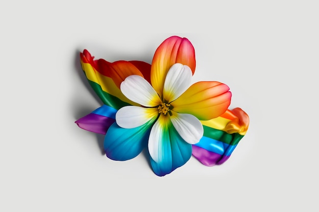 LGBT gekleurde vlag met bloem AI gegenereerd