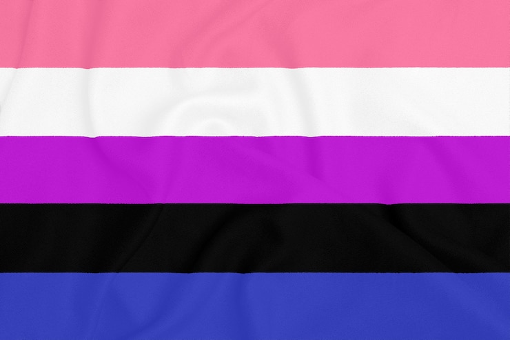 Photo lgbt genderfluid pride community flag on a textured fabric. pride symbol