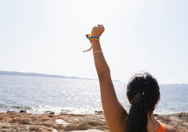 LGBT, homoseksuele relaties en homoseksueel concept op het strand