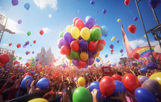 LGBT parade Balloons in rainbow colors