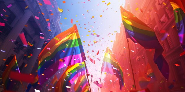 LGBT parade met vlaggen Generatieve AI