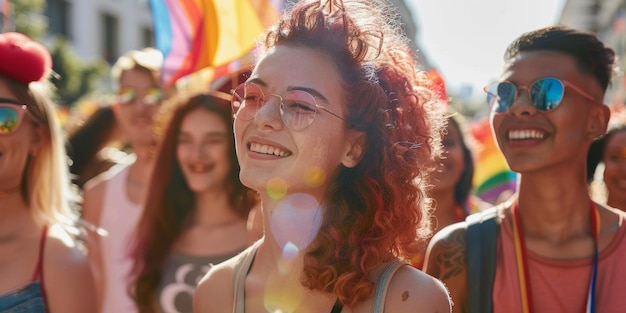 LGBT parade with flags Generative AI