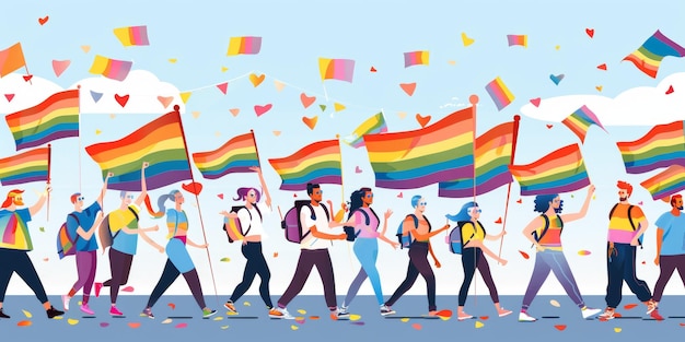 LGBTI 旗を掲げたパレード ゲネレーティブ・AI