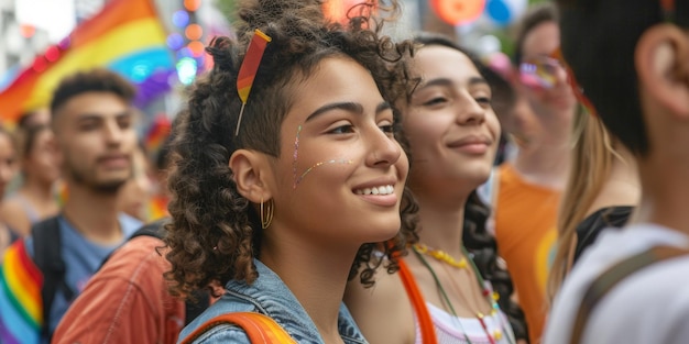 LGBT parade with flags Generative AI