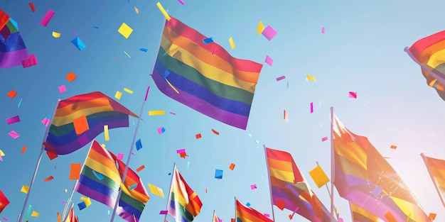 LGBT parade with flags Generative AI