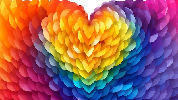 Lgbt pride abstract background vector background with rainbow colored heart symbol hand