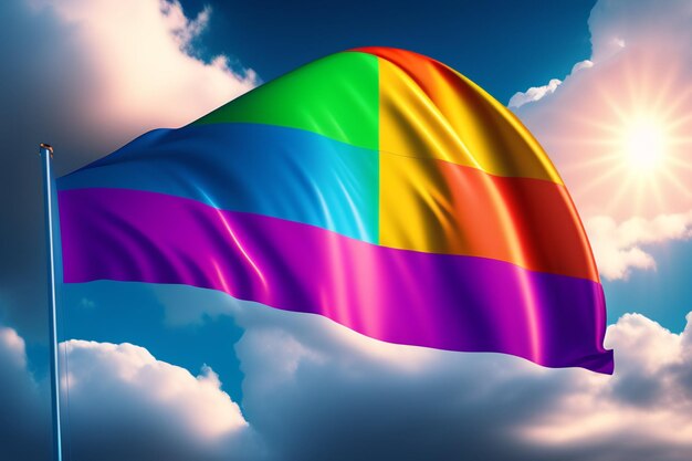 LGBT Pride Month cover templates with rainbow shapes Waving ribbon banner with flag of LGBT pride