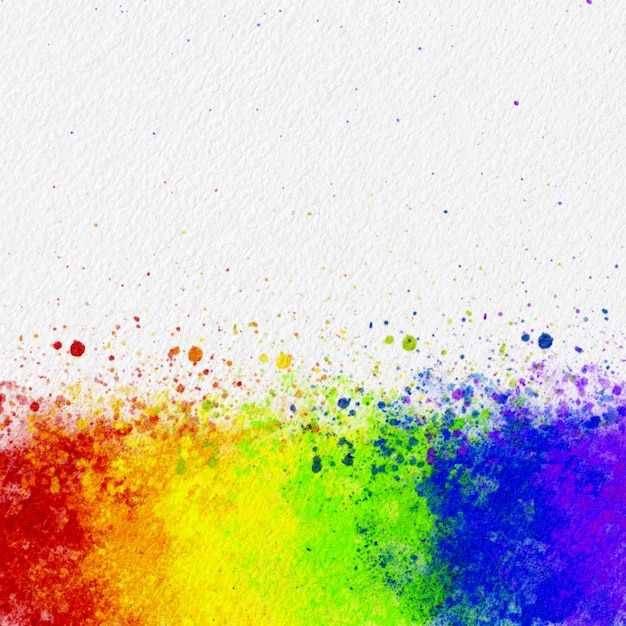 Photo lgbt pride watercolour background illustrator water colour splash banner for lgbtq backdropabstract painting rainbow on paper texture in red orange yellow green blue purple colours for website