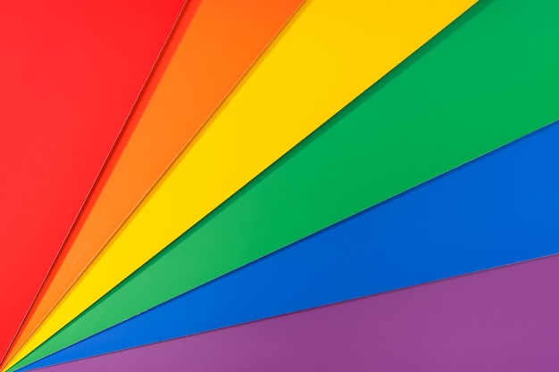 LGBT Rainbow flag background Group of colored cardboard Gay pride flag