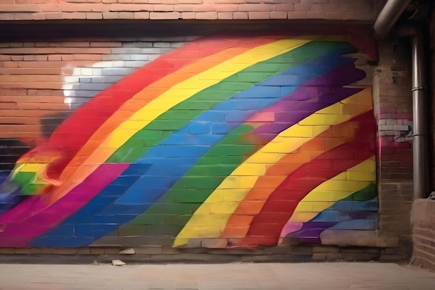 ЛГБТ-флаг радуги на кирпиче