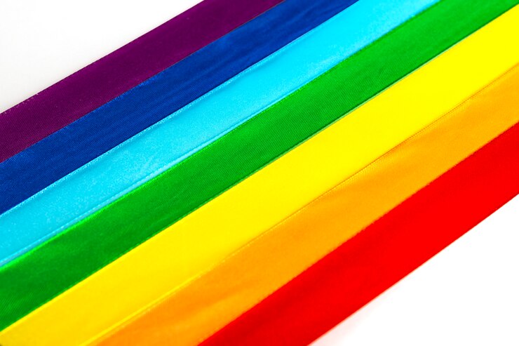 LGBT satijnen lint vlagpictogram op wit