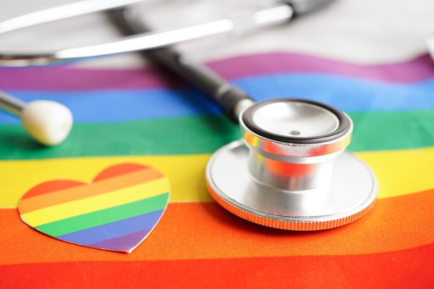 LGBT symbol Stethoscope with rainbow ribbon rights and gender equality LGBT Pride Month in June