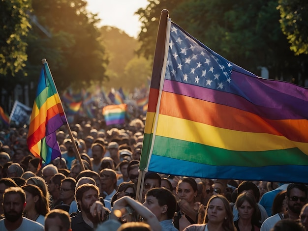 LGBT-vlaggen tijdens een demonstratie