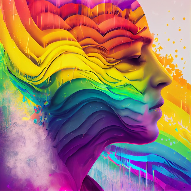 Photo lgbtq abstract colorful of women portrait illustration