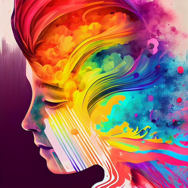 LGBTQ Abstract Colorful of Women Portrait Illustration